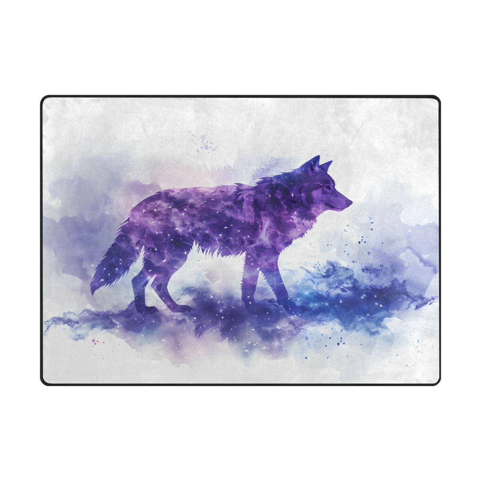 Tapis de sol contemporain loups violets pour réchauffer un salon