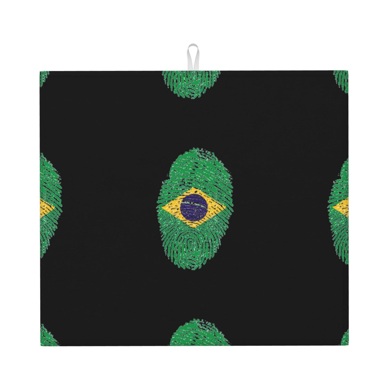 Yyhwhjde Black Brazil Prints Kitchen Drying Mat – Absorbent Dish Throw For Countertop, Non-Slip Quick-Dry Layer With Vibrant Prints, Ideal For New Home Gift