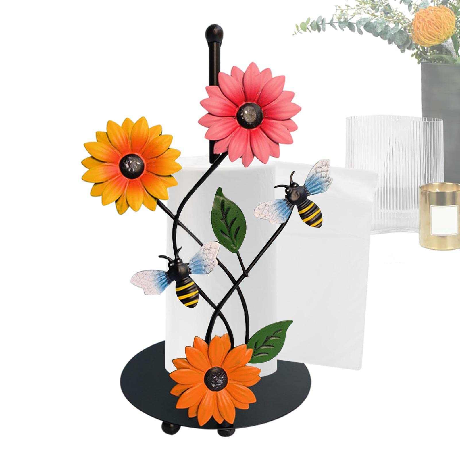 WEITING Kitchen Paper Towel Holder | Tissue Paper Roll Stand for Kitchen Countertop - Farmhouse Sunflower Kitchen Decor with Sturdy Base for Standard Paper Towel Rolls