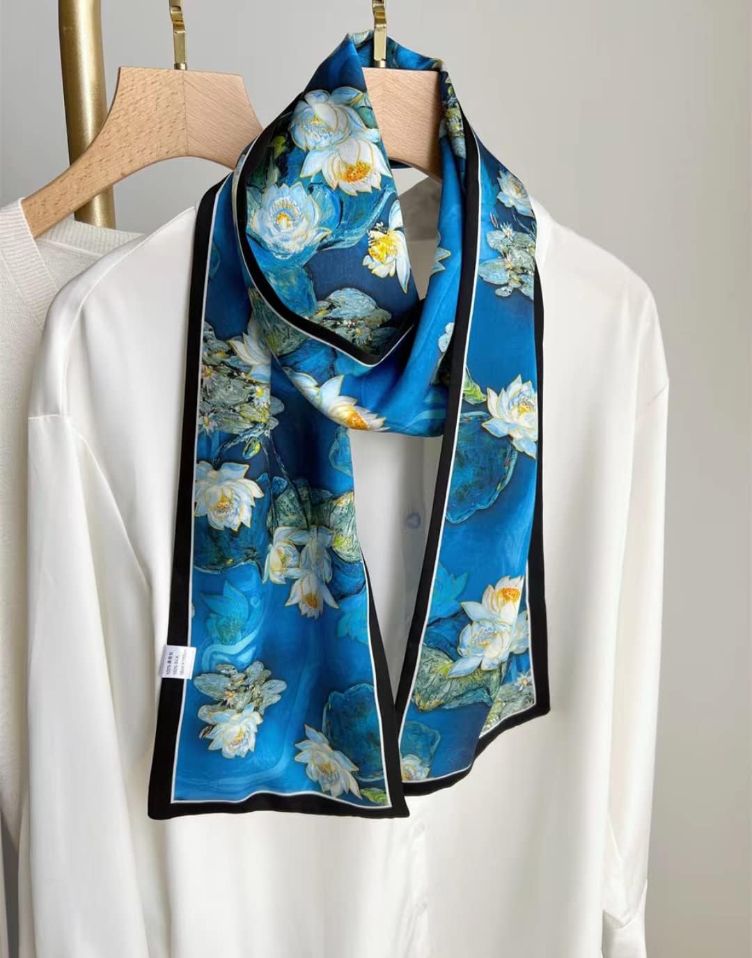 ANDANTINO 100% Silk Scarf for Women 59”*6.3” Long Shawls for Headscarf and Neck- Oblong Hair Wraps with Gift Packed