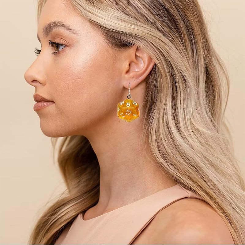 ONLYJUMP 3D Dice Earrings for Women 20-Sides Die Dice Earrings Dice Geometric Dangle Drop Weird Earring Creative Funny Halloween Costume Jewelry Gift image 4