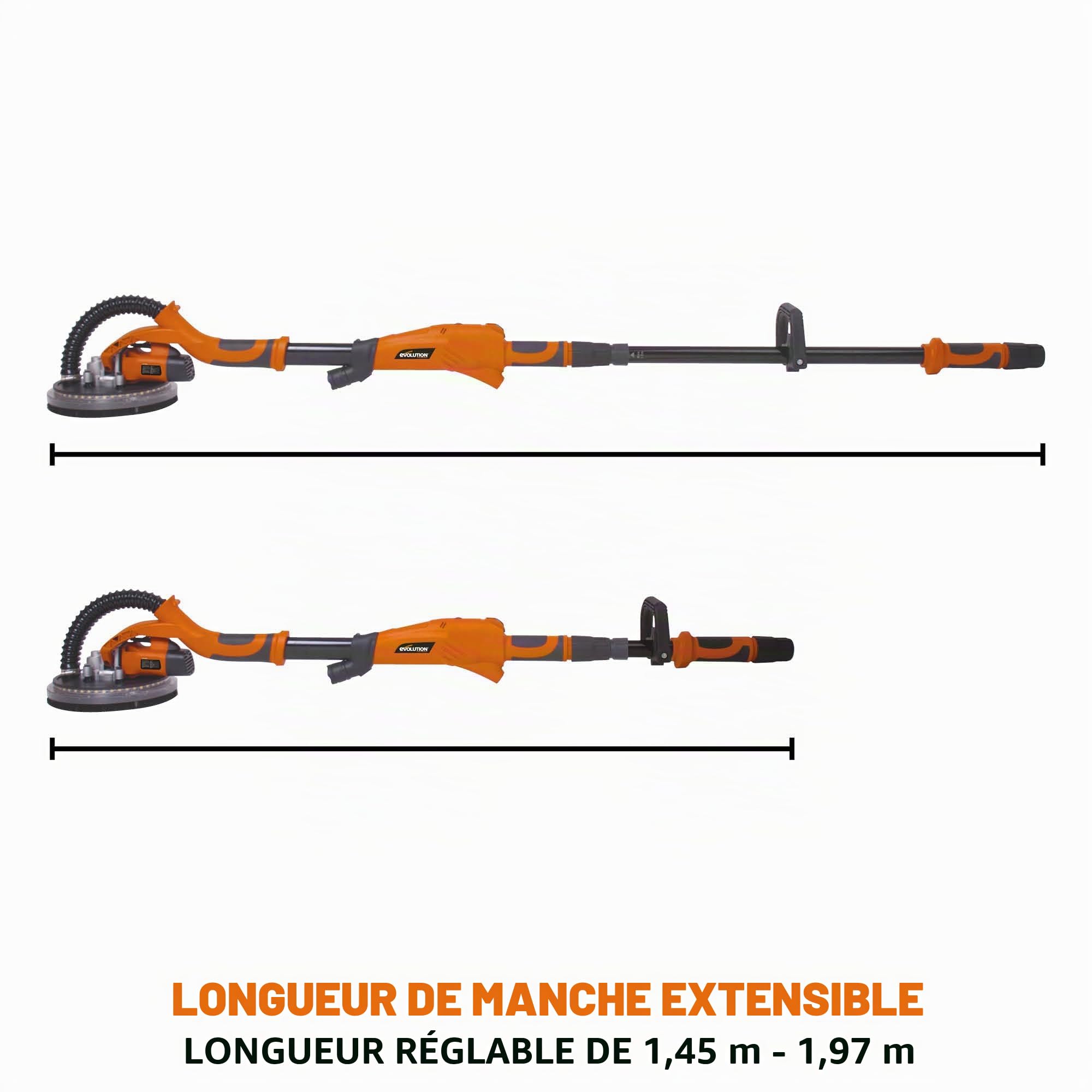 Evolution Power Tools - onceuse Téléscopique pour Cloisons Sèches avec Torche LED, onceuse telescopique, timbertech onceuse girafe, girafe onceuse festool, 225 mm