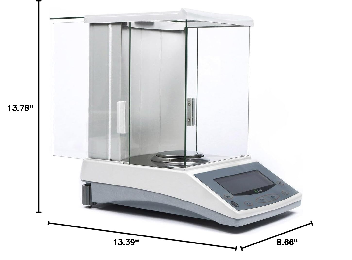U.S. Solid Analytical Balance, 220g x 0.0001g (0.1mg) High Precision Lab Scale, Density, Dynamic & Percentage Weighing, Piece Counting, 8 Units, Draftshield, RS232, 200g Calibration Weight