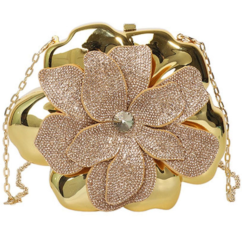Danlai Acrylic Flower Crossbody Bag, Rhinestone Chain Shoulder Bag for Wedding Party Banquet and Formal Gatherings