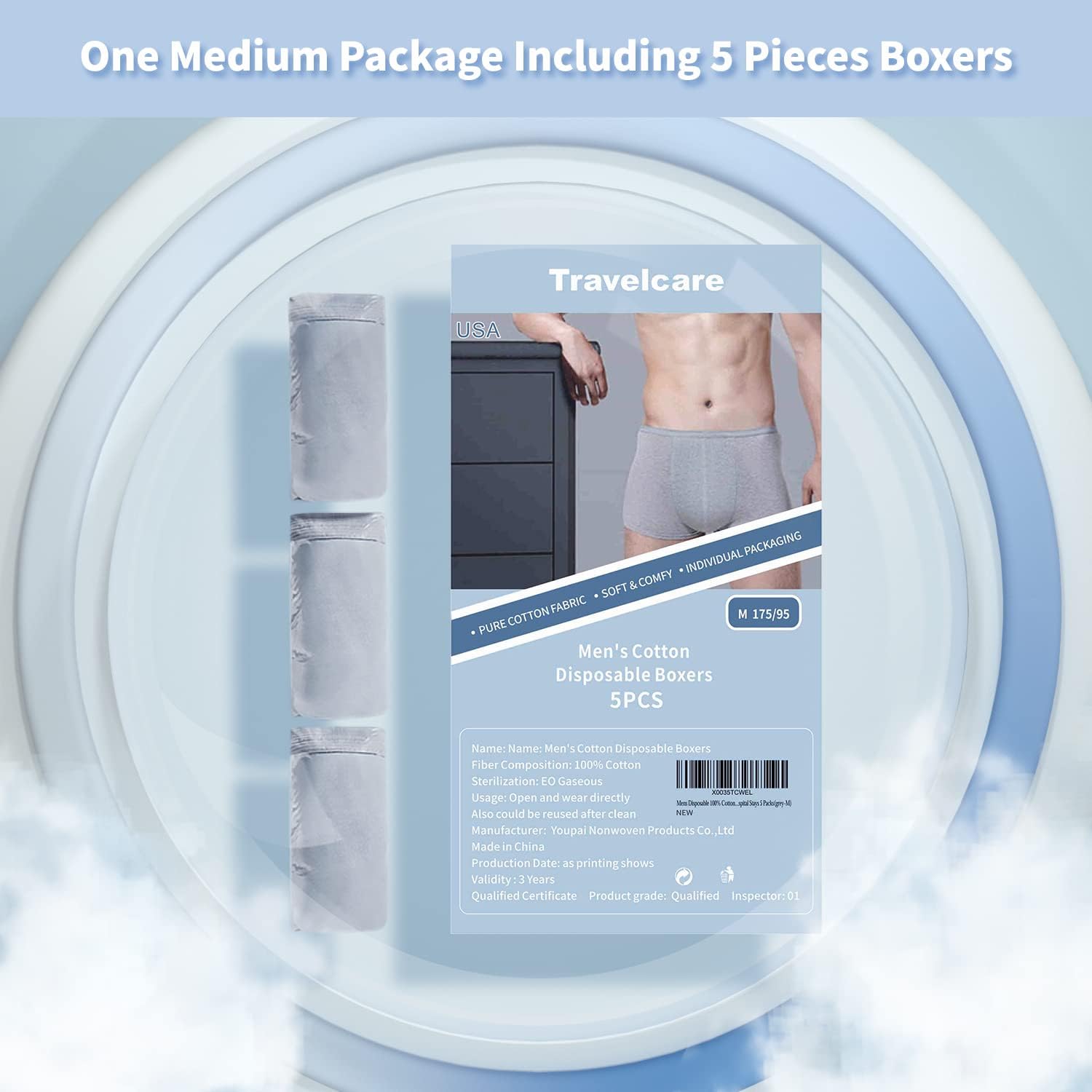 20 Packs Or 5 Packs Mens Disposable 100% Cotton Underwear Boxers Shorts for Travel Fitness Swimming Hotel Spa Hospital Stays - Image 6