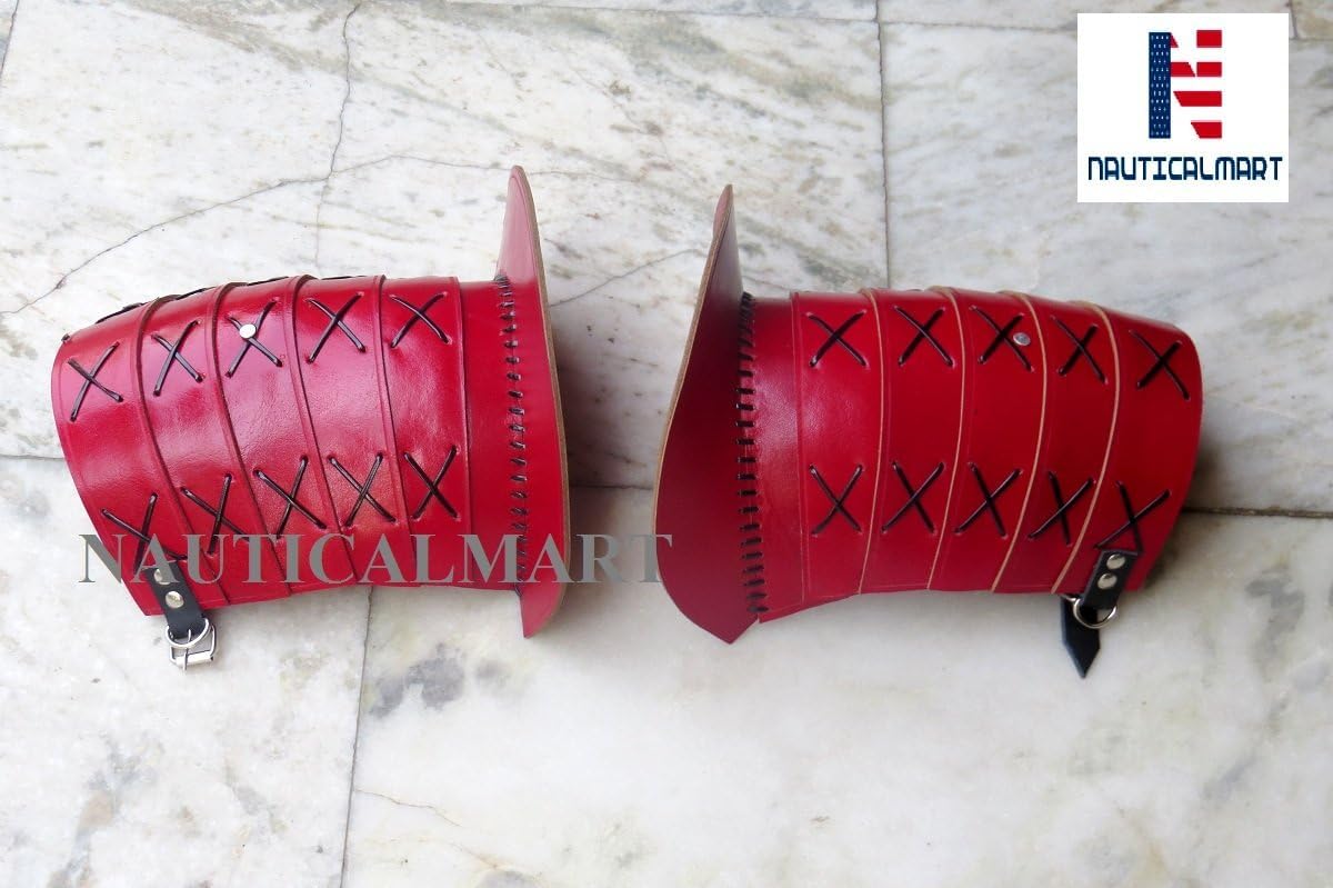 Leather Samurai Pauldron Medieval Armour - Red
