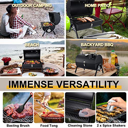 Joyfair Portable Charcoal Grill Set, Tabletop Barbecue Grill With Accessories Tools For Outdoor Camping Bbq Grilling Backyard Party Cooking, Heavy Duty & Innovative Design, Thermometer & Chimney #TOP6