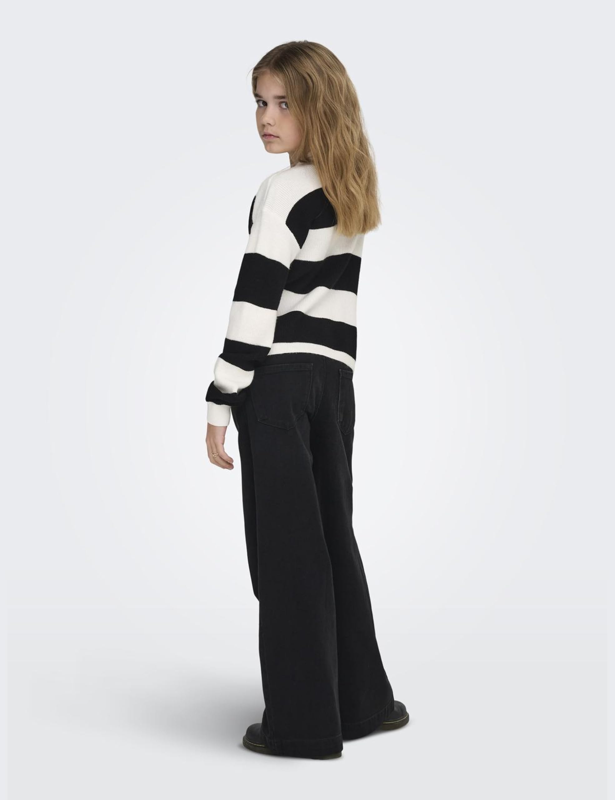 ONLY Mädchen Kogfranca Short L/S Stripe KNT Noos Pullover, Cloud Dancer, 146-152 EU