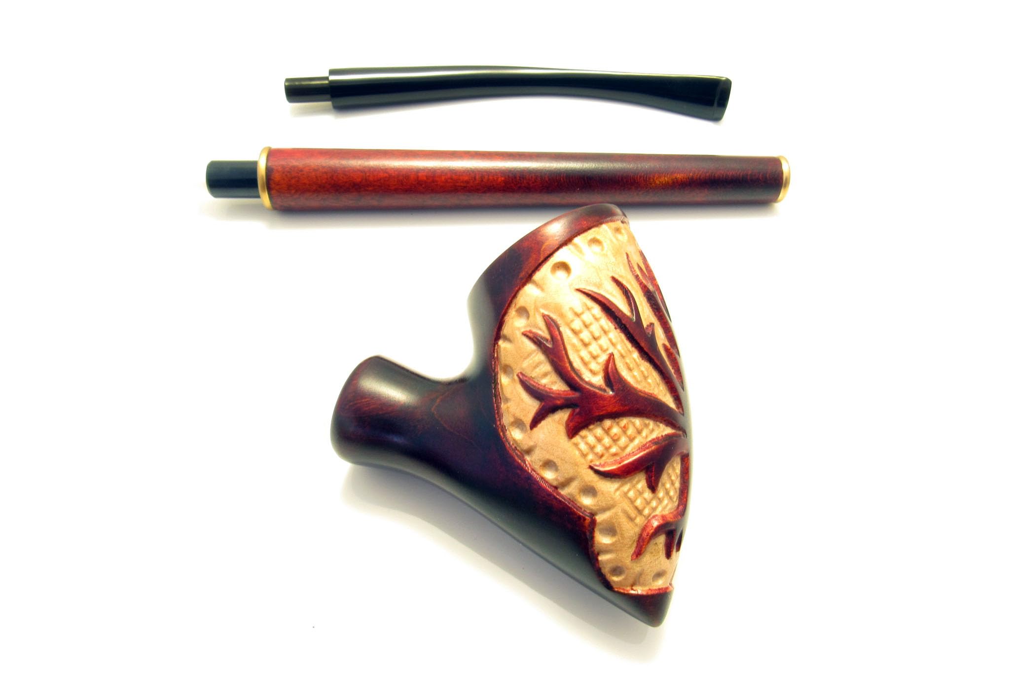 Pipa de fumar tabaco Churchwarden larga Fashion Nordic "Tree" of Life, pipa de madera de 33 cm diseñada para fumadores de pipa