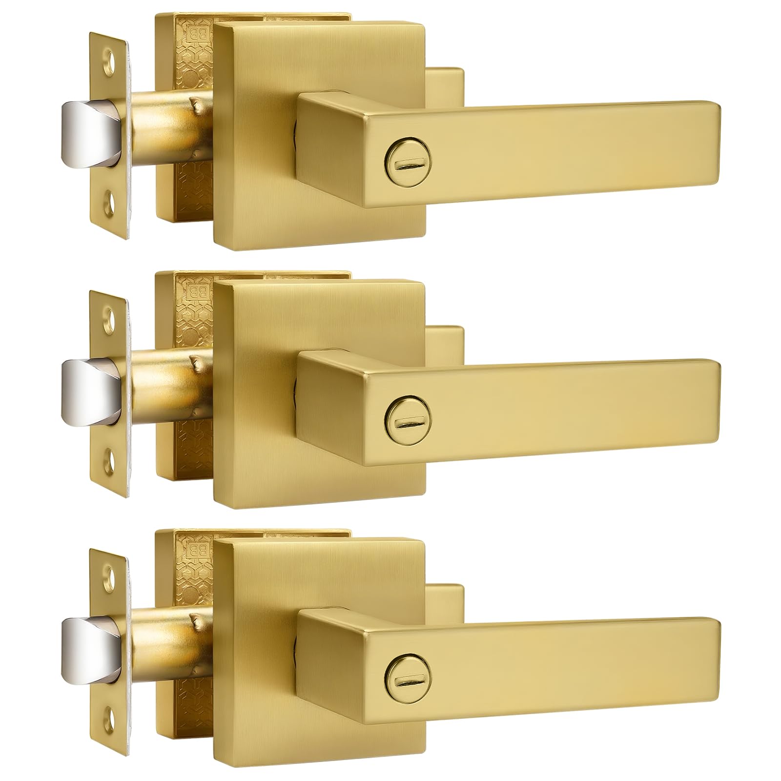 Probrico Brushed Nickel Door Handles with Lock - 3 Pack -27