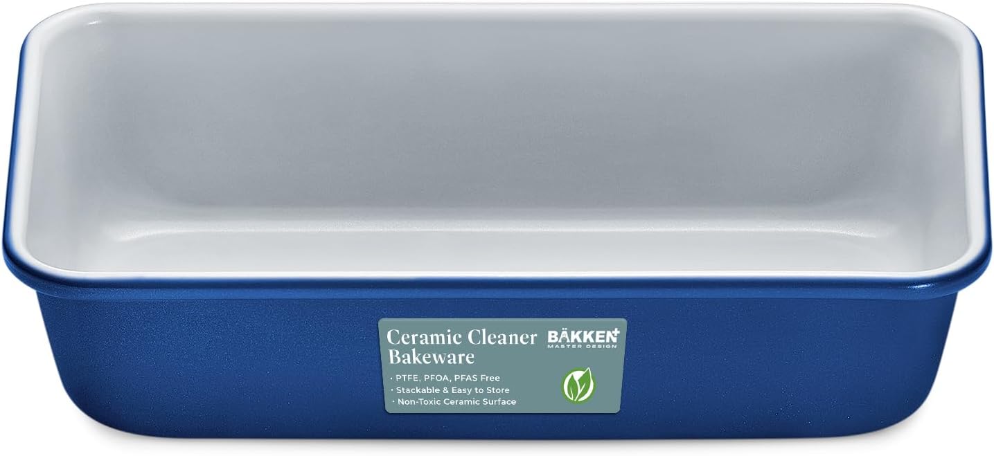 Premium Loaf Pan 1 lb – Aluminum, Ceramic Non-stick Coating, PTFE & PFOA Free, Even Heat, Non-toxic, 4.7" x 9", Perfect for Pound Cakes, Breads, & More - Blue