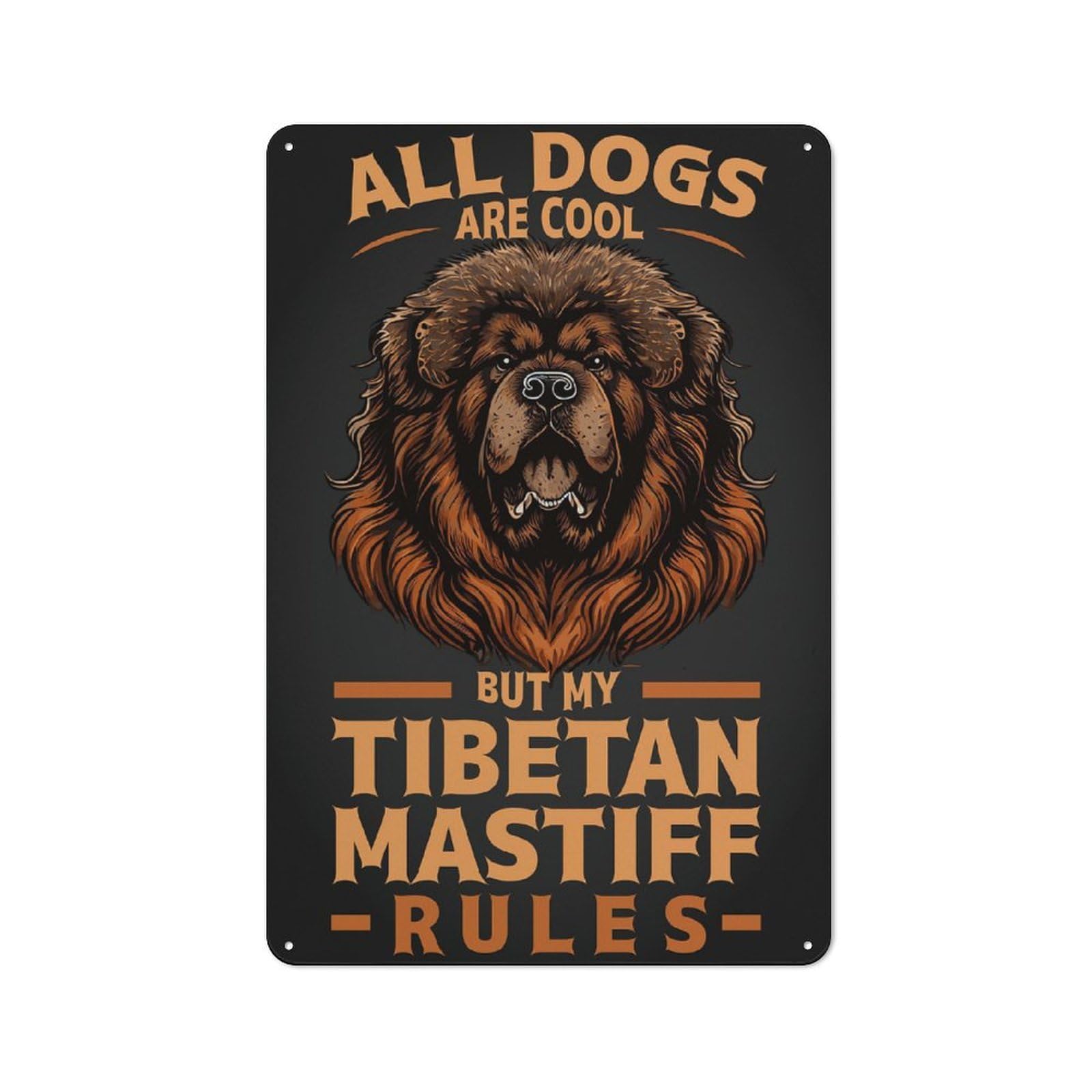 Junmoney Style-1 Tibetan Mastiff Quote Retro Metal Plaque 30X20cm For Living Room Or Hallway, Suited To Hallway Decor Fans
