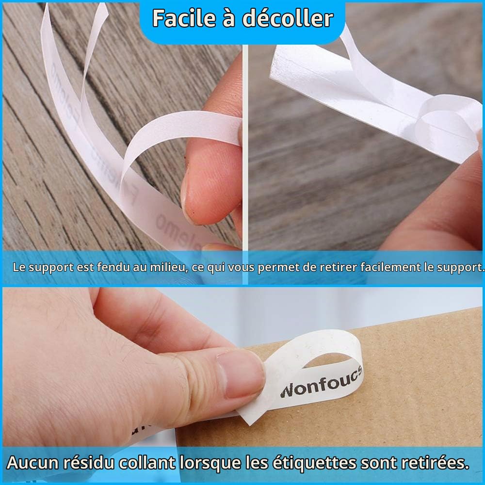 5x Wonfoucs Ruban pour Étiqueteuse Compatible avec Dymo D1 45013 S0720530 | pour D1 Recharge Cartouche Etiqueteuse pour Dymo LabelManager 160 200 210D 280 360D 420P 450D, 12mm x 7m Noir sur Blanc