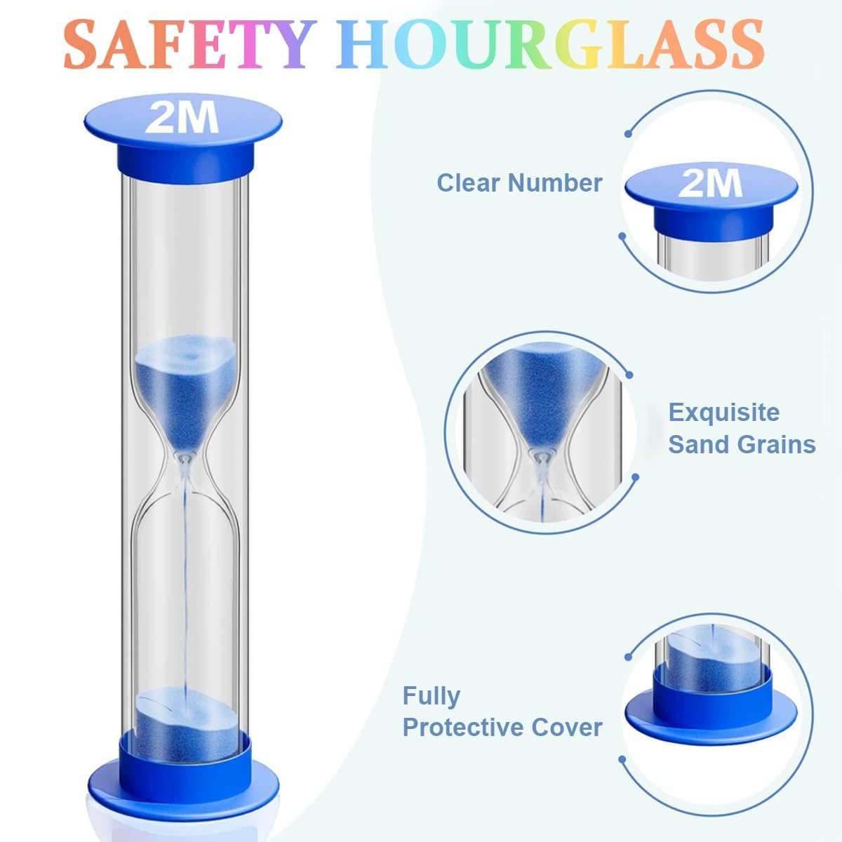 SWIREUK Small Hourglass Set of 6 Color, 30 Seconds, 1 Minute, 2 Minutes, 3 Minutes, 5 Minutes 10 Minutes for Classroom, Game, Home, Office, Glass Hourglass Teeth Brushing for Children 1