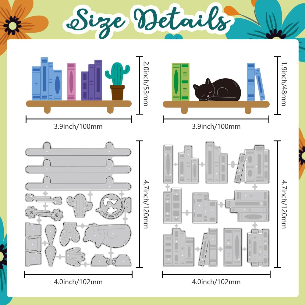 Stanzformen Bücherregal & Katzen – Bastelschablonen Aus Karbonstahl Für Scrapbooking