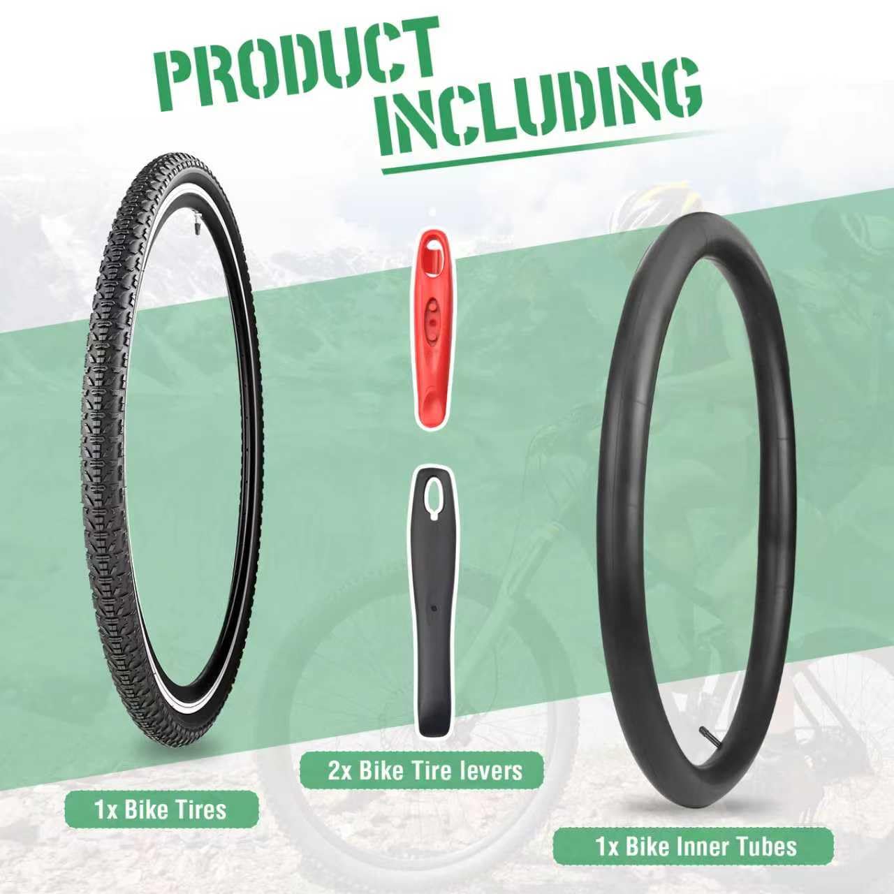 1/2er Set 700x40c Fahrradreifen 28x1,60 Zoll 42-622 Rennrad Reifen mit FV 48MM Schläuchen & Reifenheber