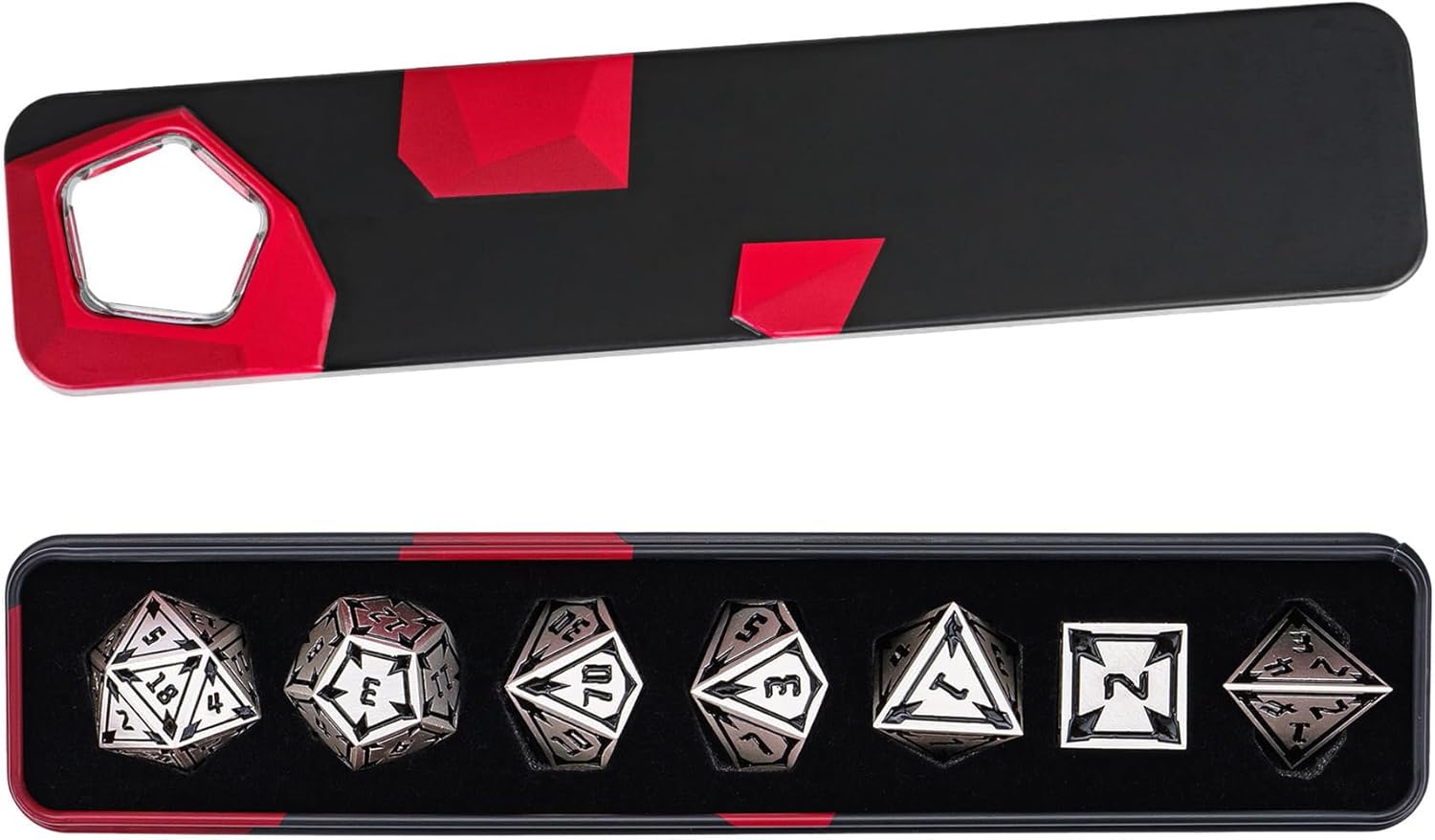 UDIXI RPG Metal DND Dice Set, 7PCS Polyhedral Dice Set D&D Unique RPG Set, with Metal Gift Box, for Role Playing Game and Tabletop Game (Silver)