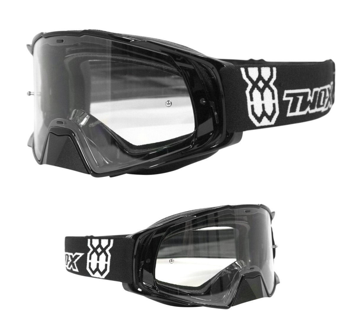 TWO-X Rocket Occhiali da Cross Chiaro MX Occhiali Motocross Enduro Vetro Trasparente Occhiali Moto Occhiali di Protezione Con Paranaso Anti Zero Quasi Cambiare - Nero