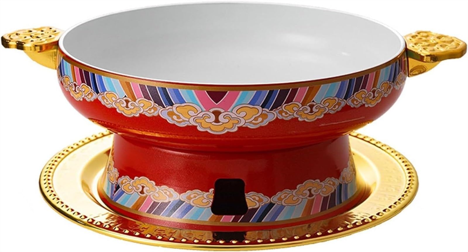 INUUXLG Vintage Hot Pot Hot Pot Cookware Soup Chinese Hot Pot Outdoor Hot Pot Traditional Hotpot Shabu Cooker(26cm) (Rosso 30cm) (Rosso 30cm)