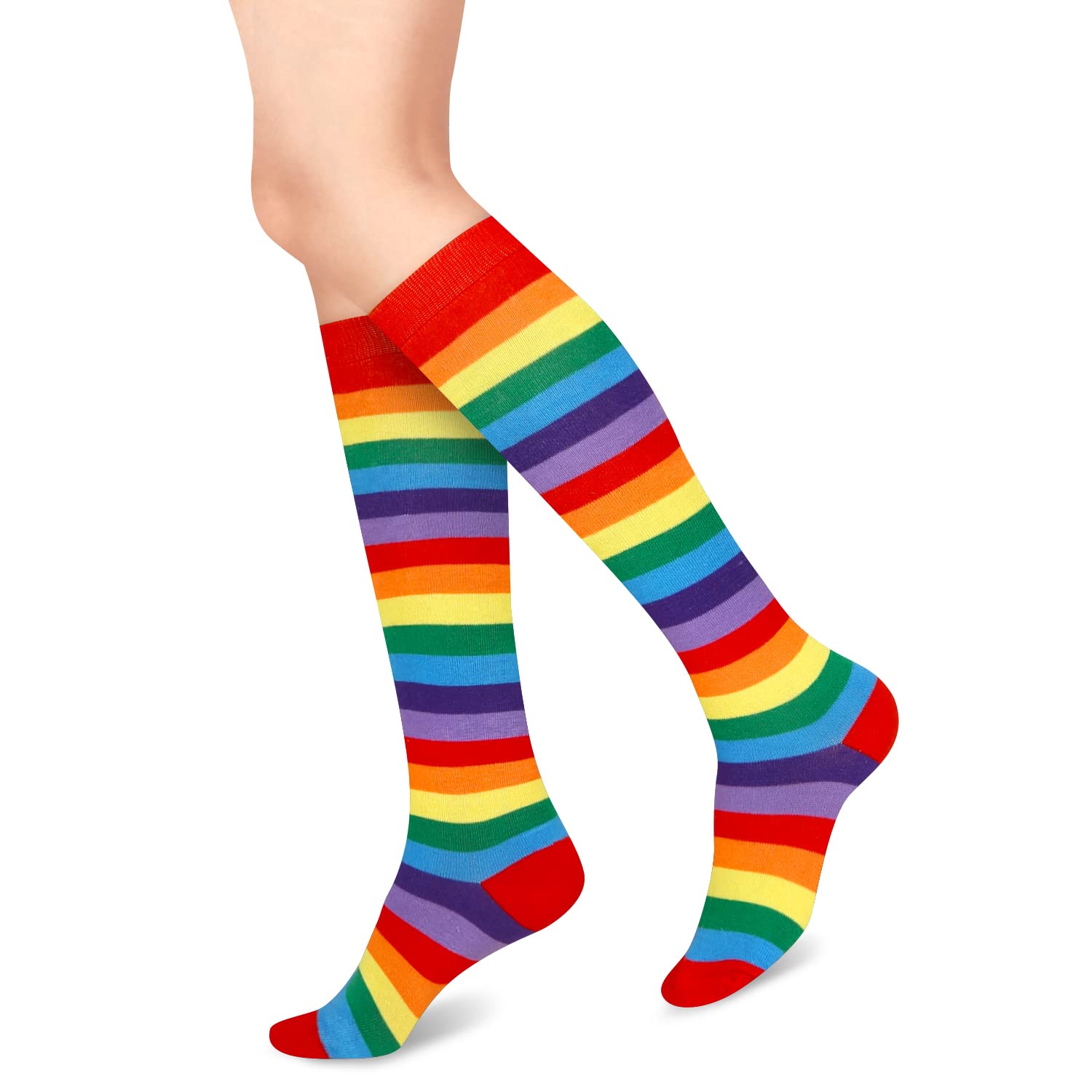 Womens Striped Knee High Socks Girls Funny Novelty Athletic Colorful Stripe Cute Stockings Tube Socks