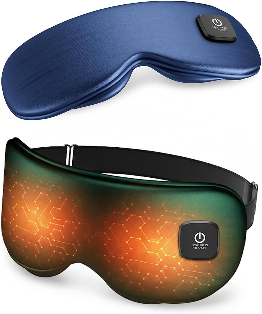 Heated Eye Mask - Cordless Eye Mask for Dry Eyes, Eye Relief, Improved Sleep, Washable Eye Heating pad for Travel and with Replaceable Shell