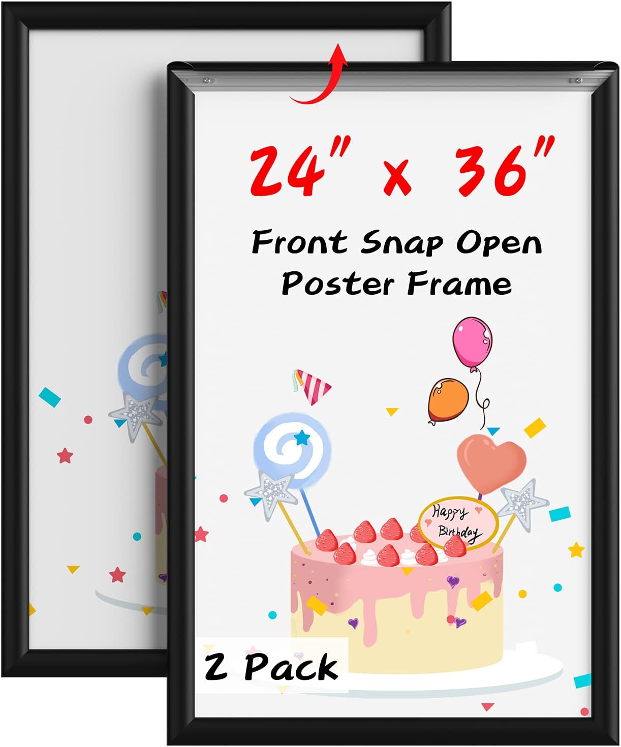 24x36 Inches Picture Frame -Poster Frame Wall Mounting Document Certificate Frames - Aluminum with 1 PVC Transparent Protective Film, 1" Profile Black Wall Mounted Display Picture/Photo - 2 Packs