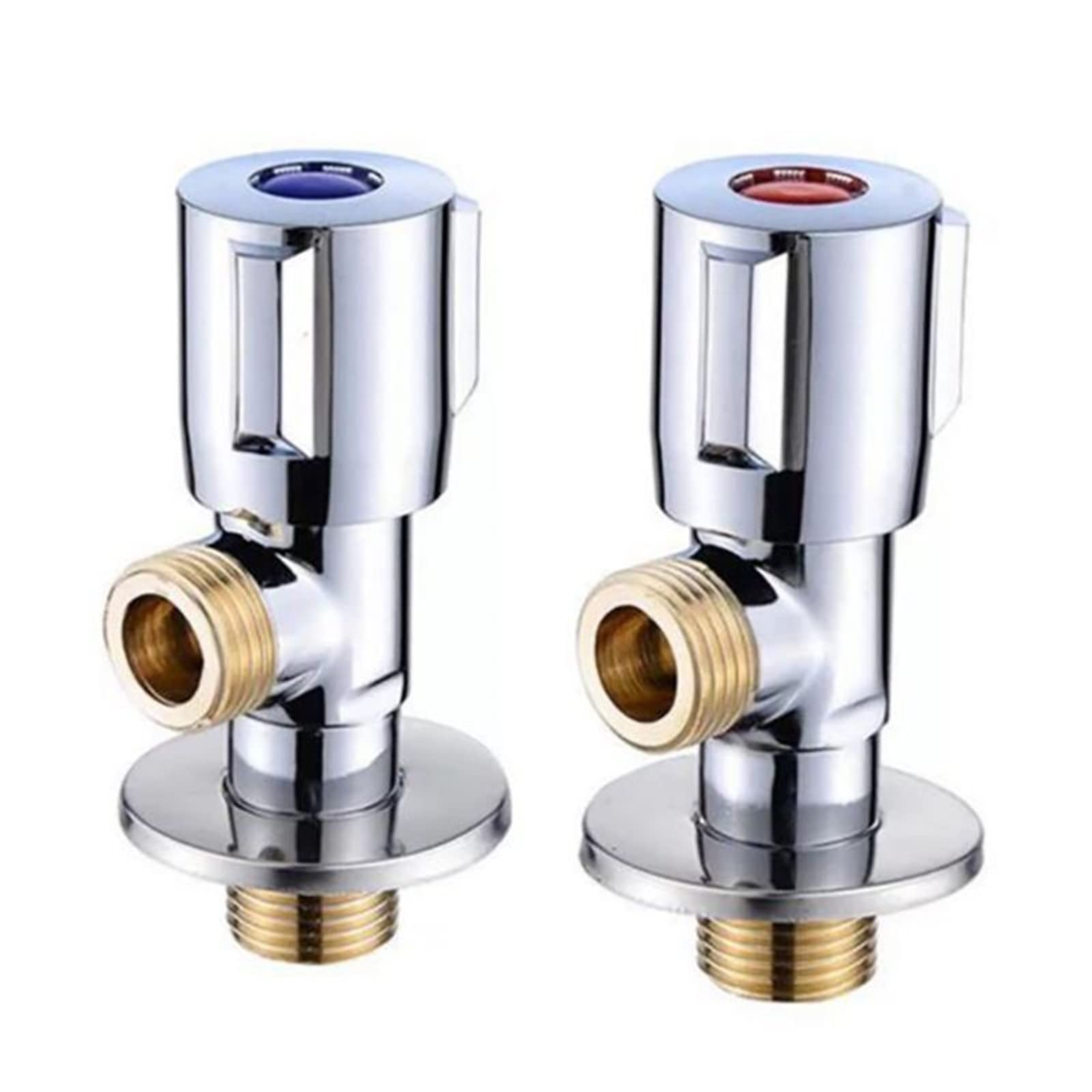 HDPHCRIUN Copper Angle Stop Valve Hot And Cold Water Quick Open For Bathroom Kitchen Toilet Sink G1/2 1Pcs(Blu)