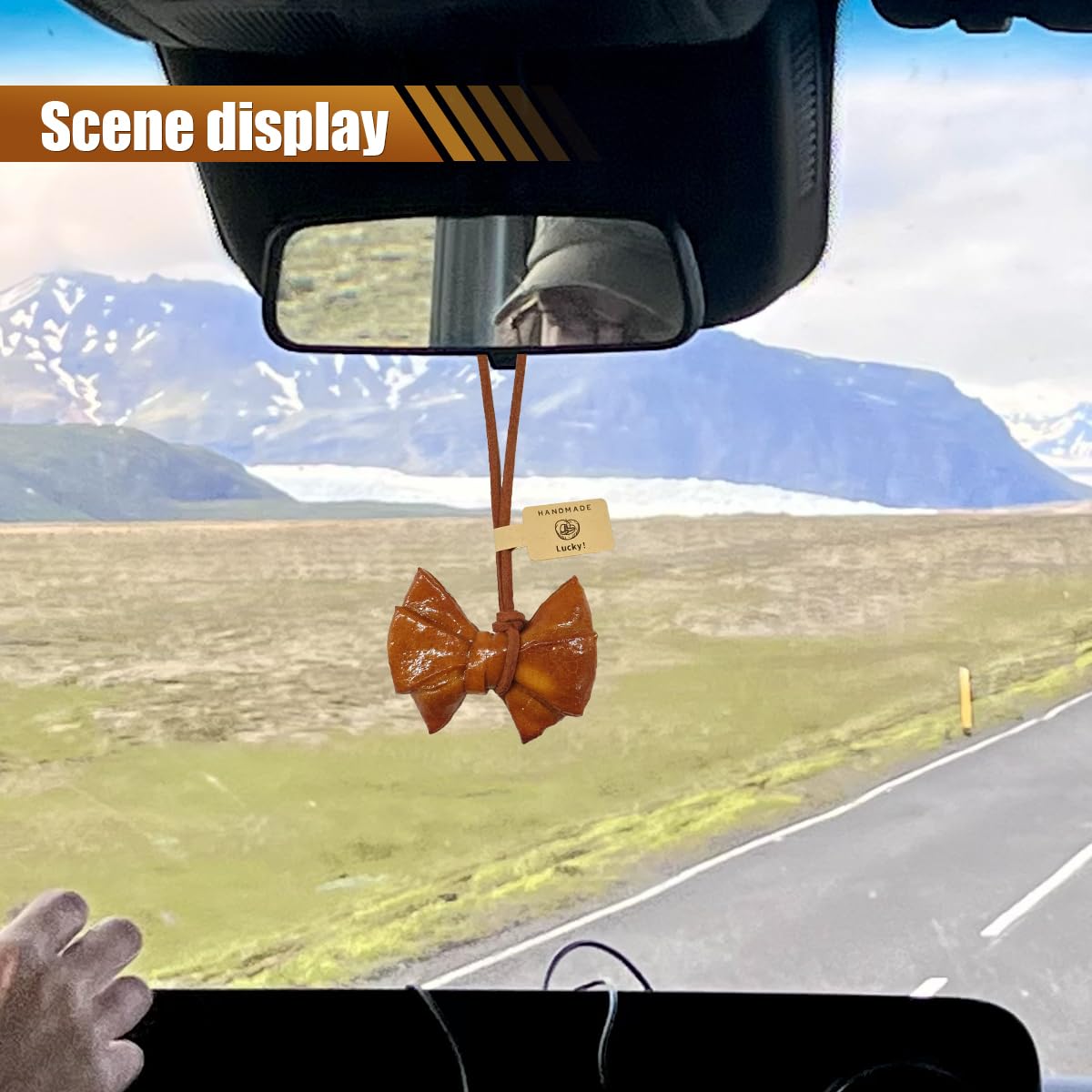 Alkaline Bread Car Mirror Hanging Accessories - Handmade Realistic Bread Car Rear View Mirror Charm - Cute Lucky — view 3