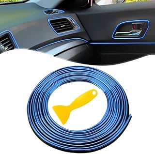 Tiras de Molduras para Coches Interior 10 Metros Accesorios Coche Decoracion Car Interior Molduras Coches Automóvil Tira de Ribete Decorativa Color Plateado (Azul)