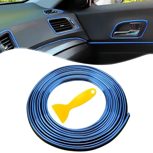 Car Trim Interior Strips 10M Auto Innenraum Formen Zierleiste, 3D DIY Linie Aufkleber Film Auto Außen Dekoration Formen Zierleiste Streifen Linie für Auto U-förmiger Autoklappen-Türkantenschutz-Blau
