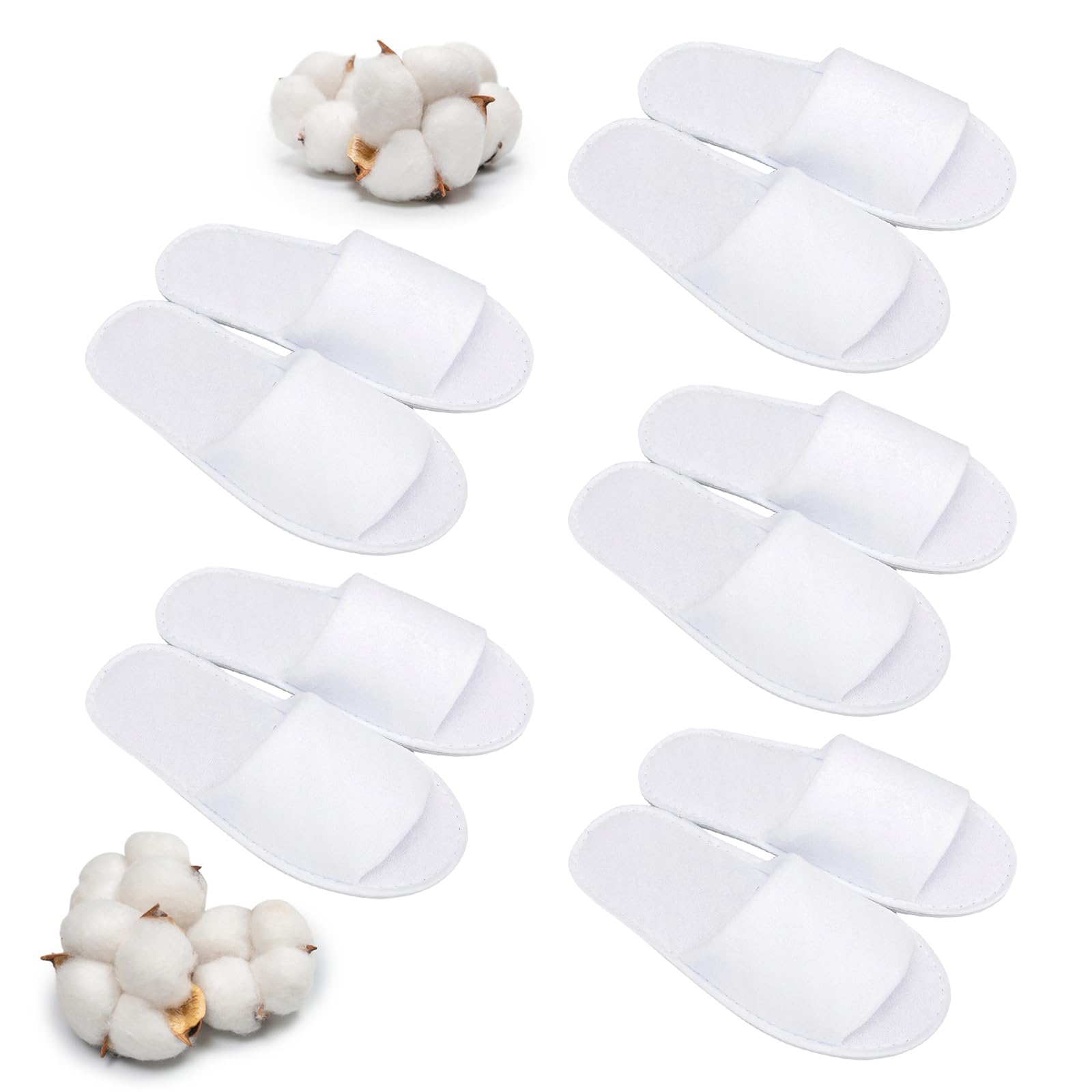 KARELLS Pantofole Antiscivolo Premium - 5 Paia Usa e Getta in Spugna, Ciabatte Ospiti in Lino di Cotone, Comode e Traspiranti Slippers