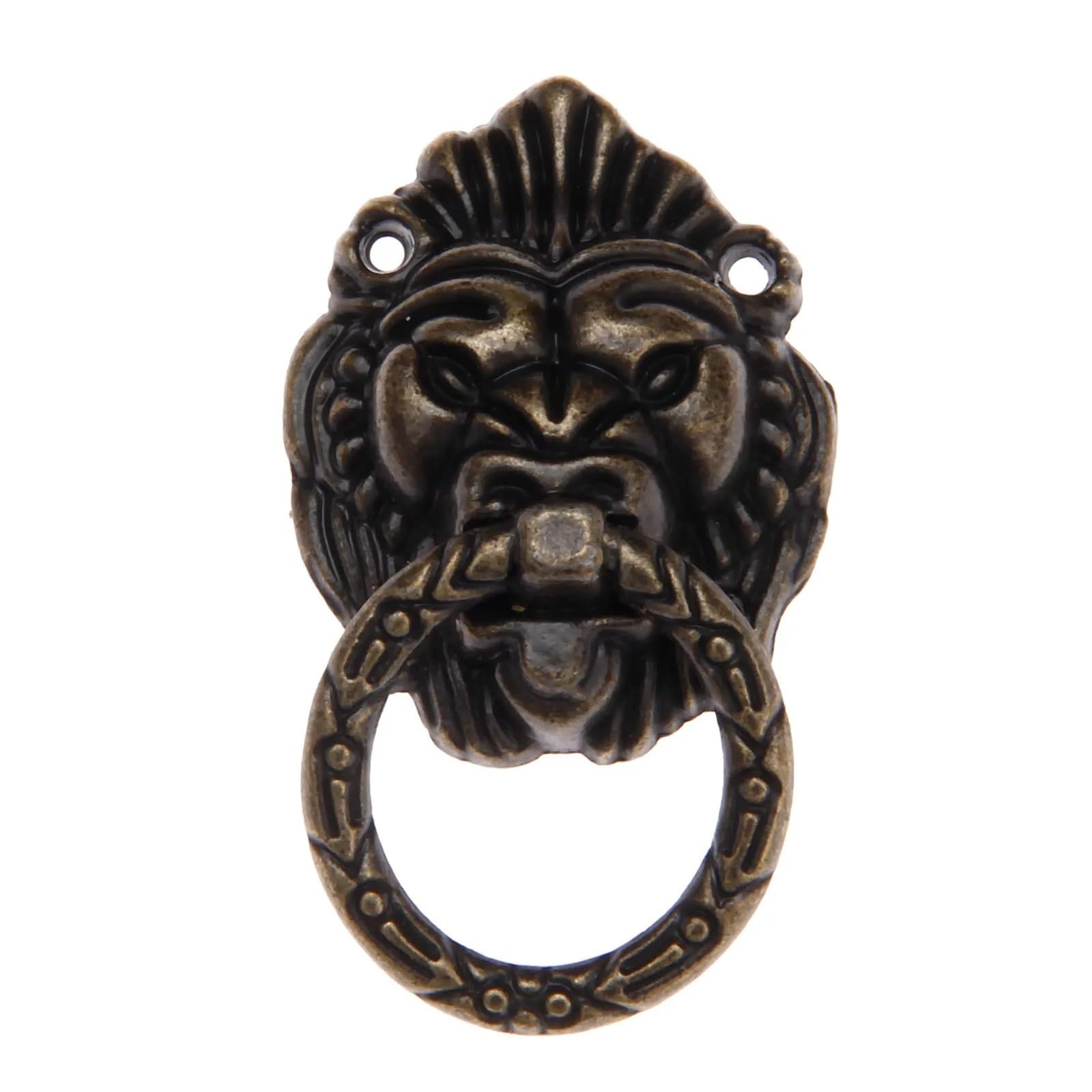 Poignée de meuble en alliage de zinc lion bronze pour armoire
