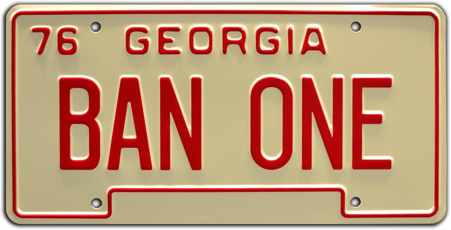 Celebrity Machines | Smokey and The Bandit | BAN ONE | Vanity Plate, Stamped Aluminum, Metal Decorative Tag, Corrosion Resistant, Quality Novelty Sign, Wall Decoration, Wall Hanging