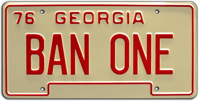 Celebrity Machines | Smokey and The Bandit | BAN ONE | Vanity Plate, Stamped Aluminum, Metal Decorative Tag, Corrosion Resistant, Quality Novelty Sign, Wall Decoration, Wall Hanging