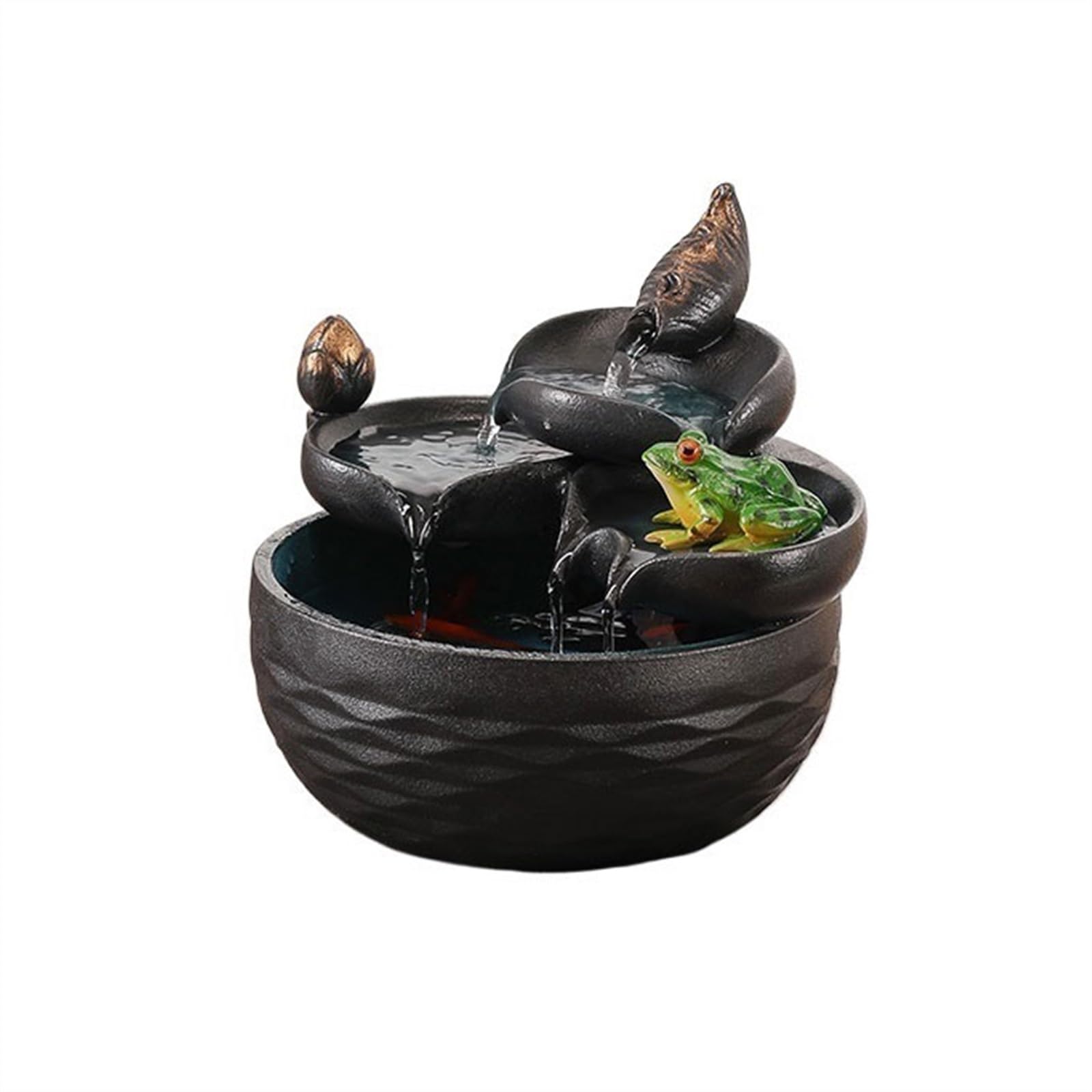 Fuente de Mesa Decorativa para Interior, Fuente de Agua con Cascada, de cerámica, con Bola de Cristal, Bomba de Agua, Zen, decoración para salón, Oficina, Escritorio, 22 x 19 x 16 cm