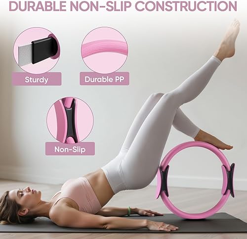 Miniatura 2 de Home Pilates Ring and Ball Set for Women with 5 Resistance Bands 13 inch Magic Circle Workout Essentials Starter Kit for Beginners, Full Body Toning