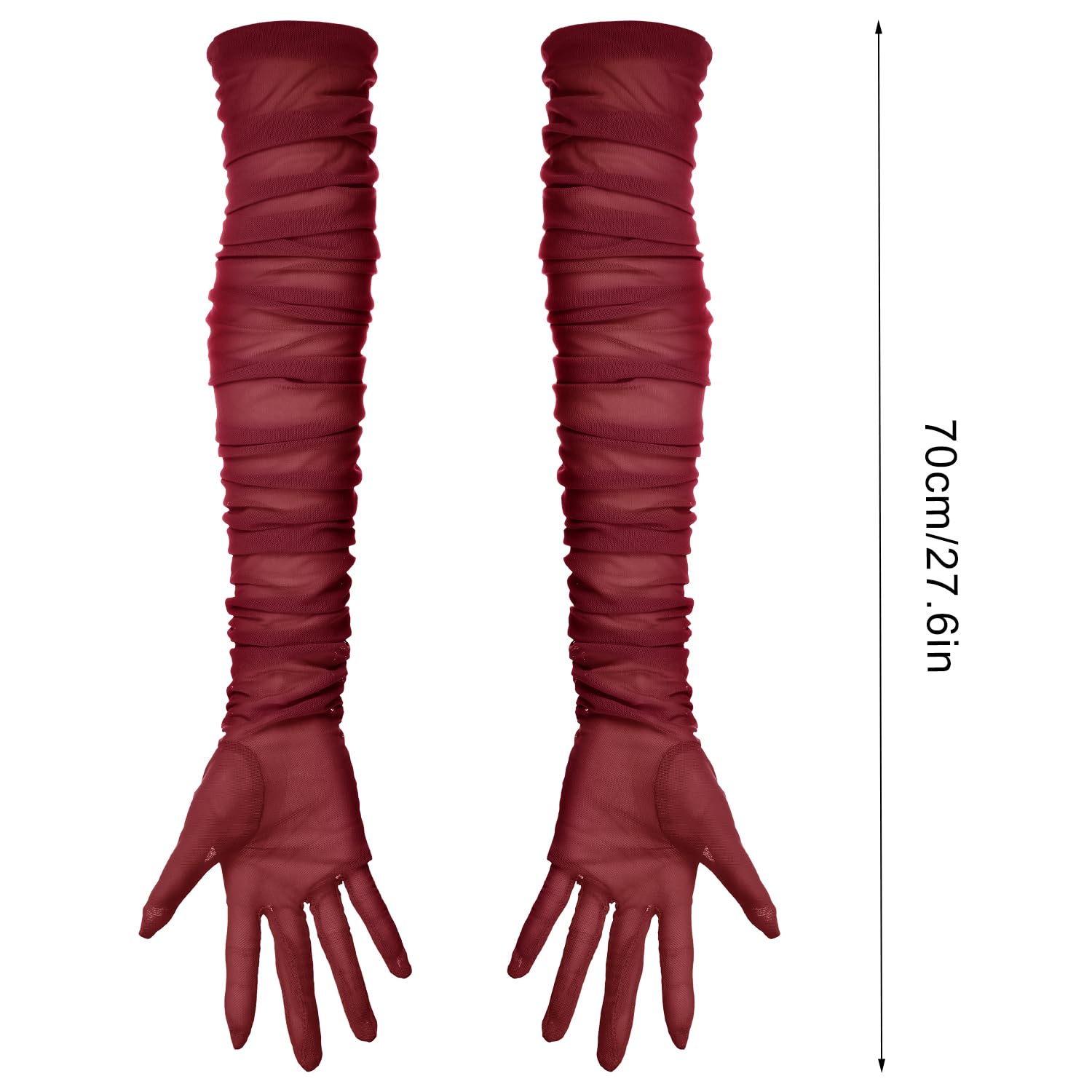 Dlugie Rekawiczki, Seksowne Rekawiczki z Rozciagliwymi Zakladkami Tiulowe Przezroczyste Rekawiczki Rekawiczki z lat 20. do Opery Boze Narodzenie Halloween Costume Party