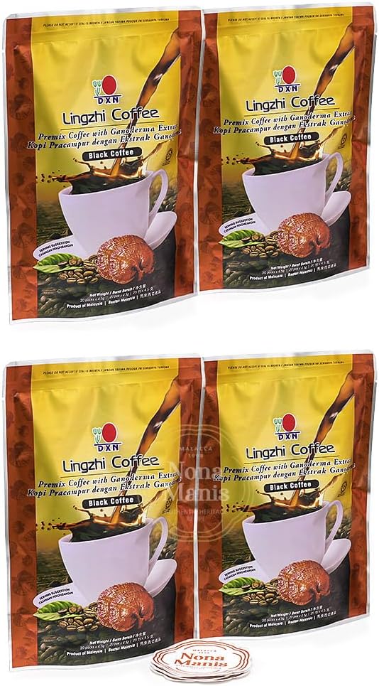 DXN Lingzhi Black Coffee + 5's Nona Manis Disposable Coaster (Pack of 4)