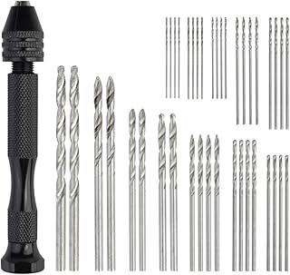 Topbuti 41 PCS Pin Vise Hand Drill Bits Micro Mini Twist Drill Bits Set (0.6-3.0mm) with Precision Hand Drill Bits Rotary Tool for Wood, Manual Work DIY, Jewelry, Plastic, Assembling, Model Making