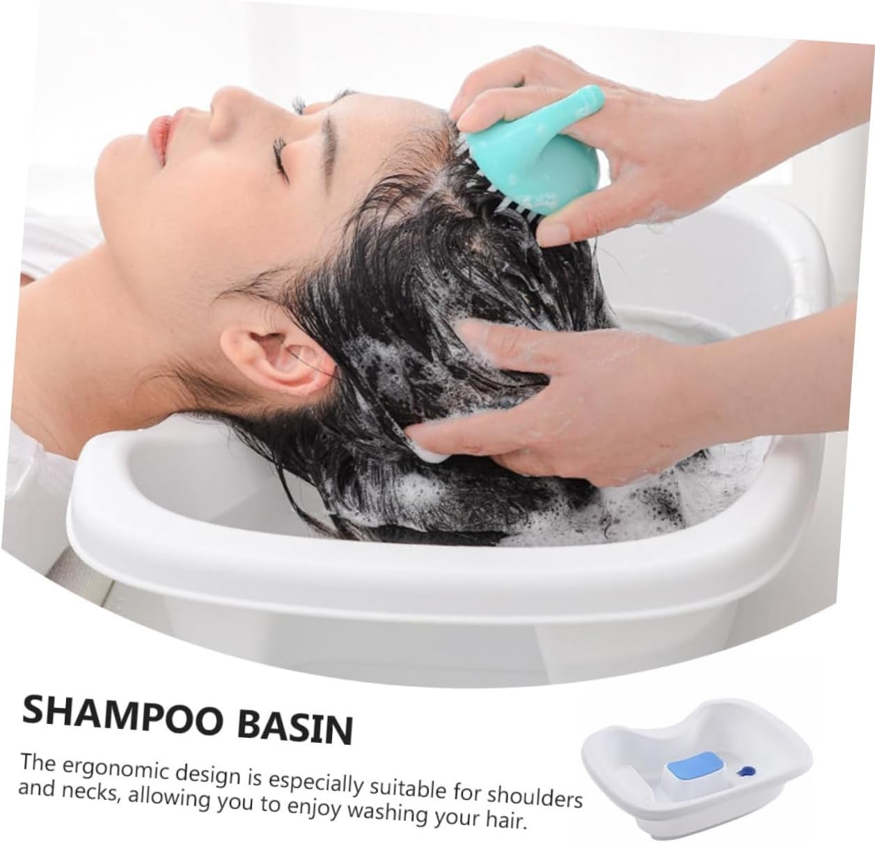 1pc Shampoo Basin for Pregnant Women Hair Washing Sink Temperature-sensing Plug Portable Backwash Basin