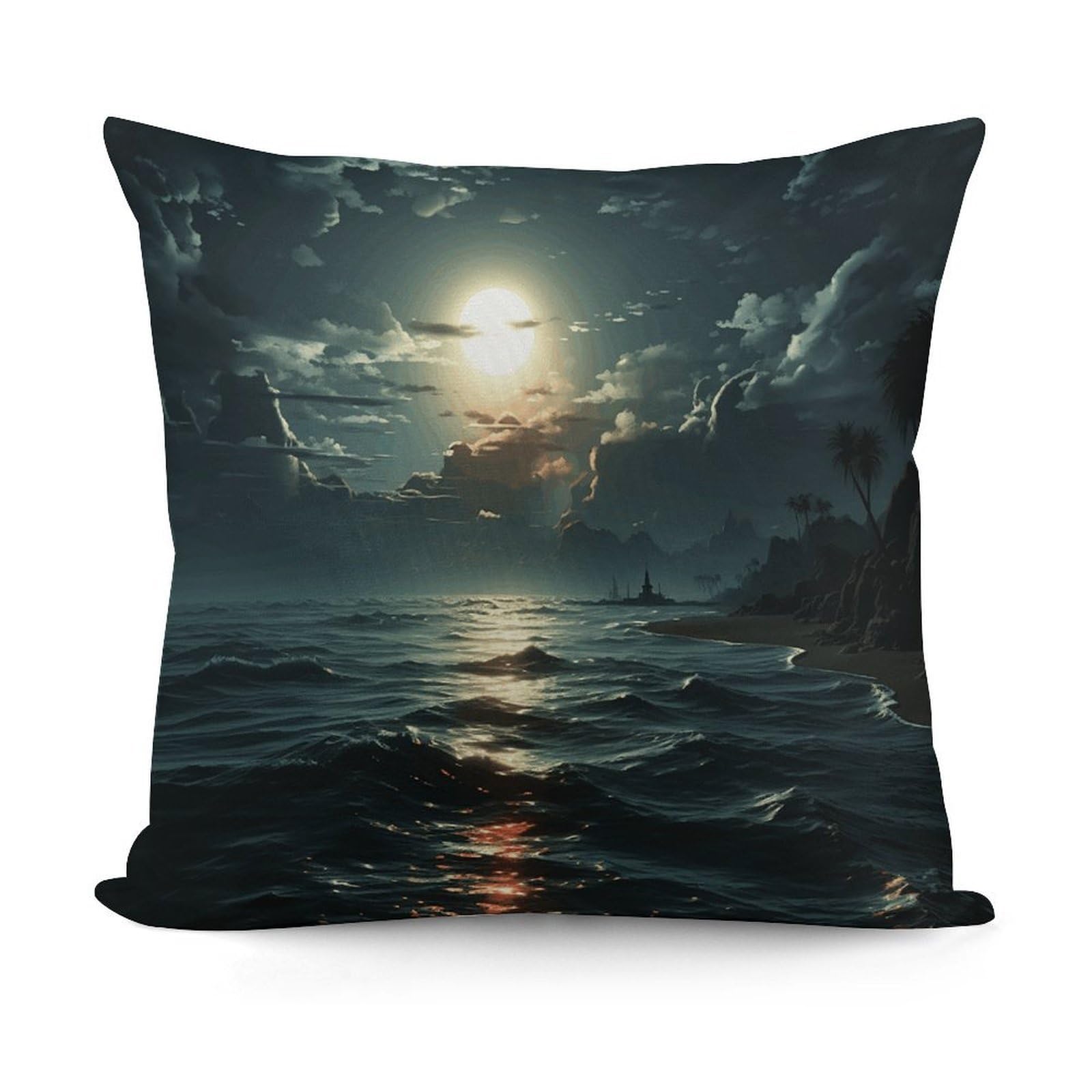 Adfgyerh Style Sea Moon Decorative Pillow Covers, Throw Pillow Covers Soft For All Seasons, Pillowcases For Couch Living Room Sofa Bedroom 18X18 Inch