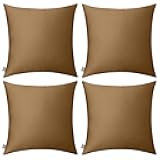 4-Pack 100% Cotton Comfortable Solid Decorative Throw Pillow Case,Thmyo Square Cushion Cover Pillowcase Sublimation Blank Pillow Covers DIY Throw Pillowcase for Sofa(18x18 inch/ 45x45cm,Light Coffee)