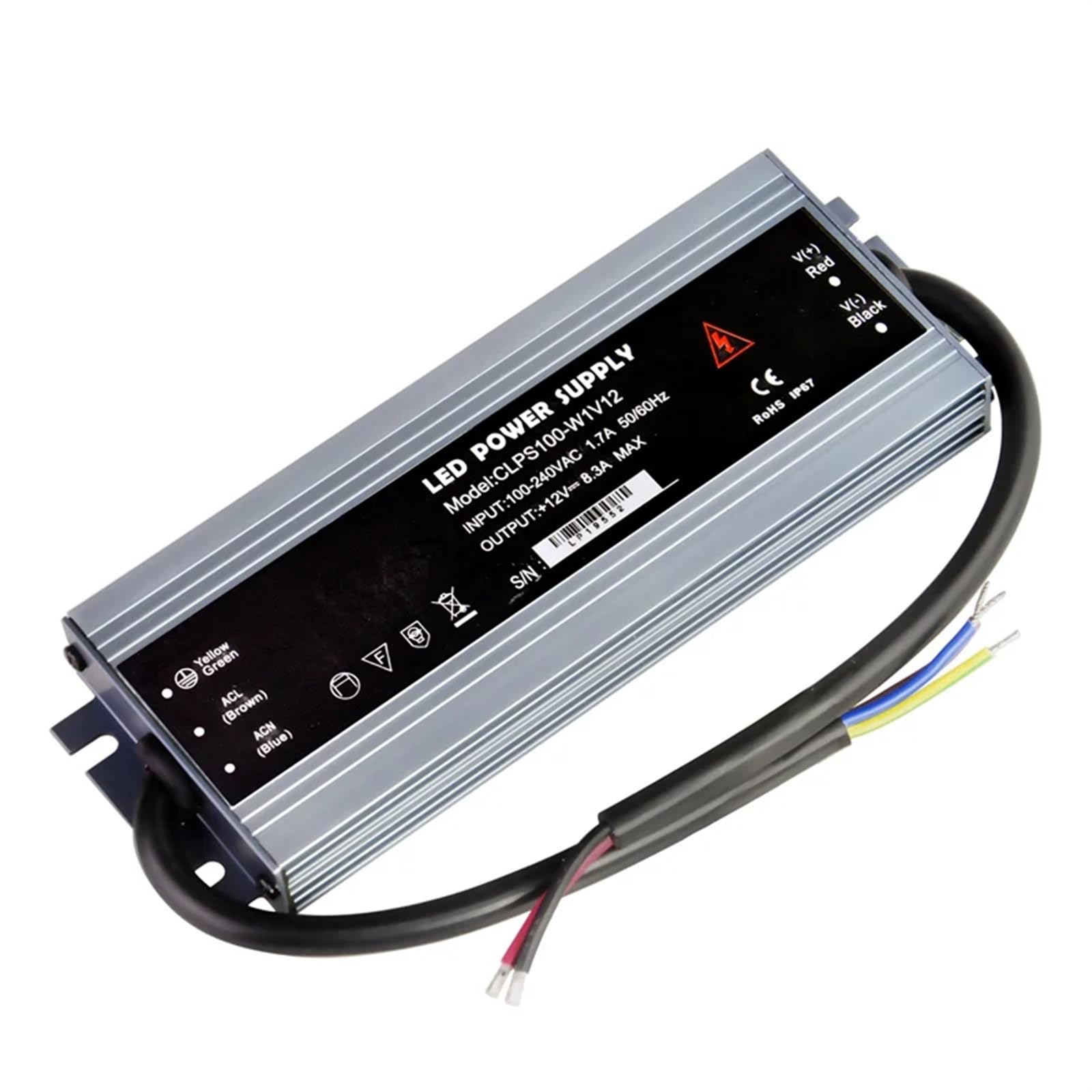 Alimentatore LED Impermeabile 12V DC 100W 8A IP67 110V 220V AC-DC Driver del trasformatore di Illuminazione 12VDC Piccolo Sottile e Sottile in Alluminio