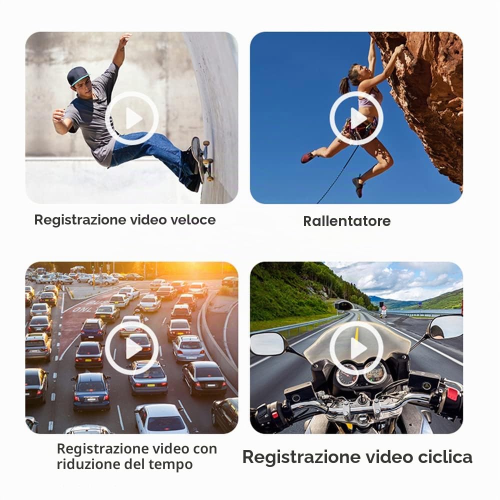Andoer 4K WiFi Indossabile Videocamera 30FPS Obiettivo 120° Anti-shake Testa Montata Webcam APP Controllo