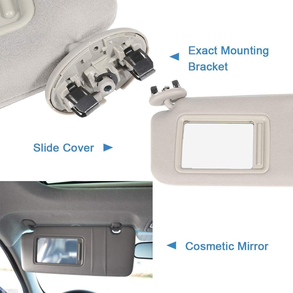 ECCPP Beige Left Driver Side Sun Visor for Toyota for Camry 2007 2008 2009 2010 2011 (Without Sunroof, with Mirror, Without Light) 74320-06780-E0 04002-30506-B0 74320-06290-B2