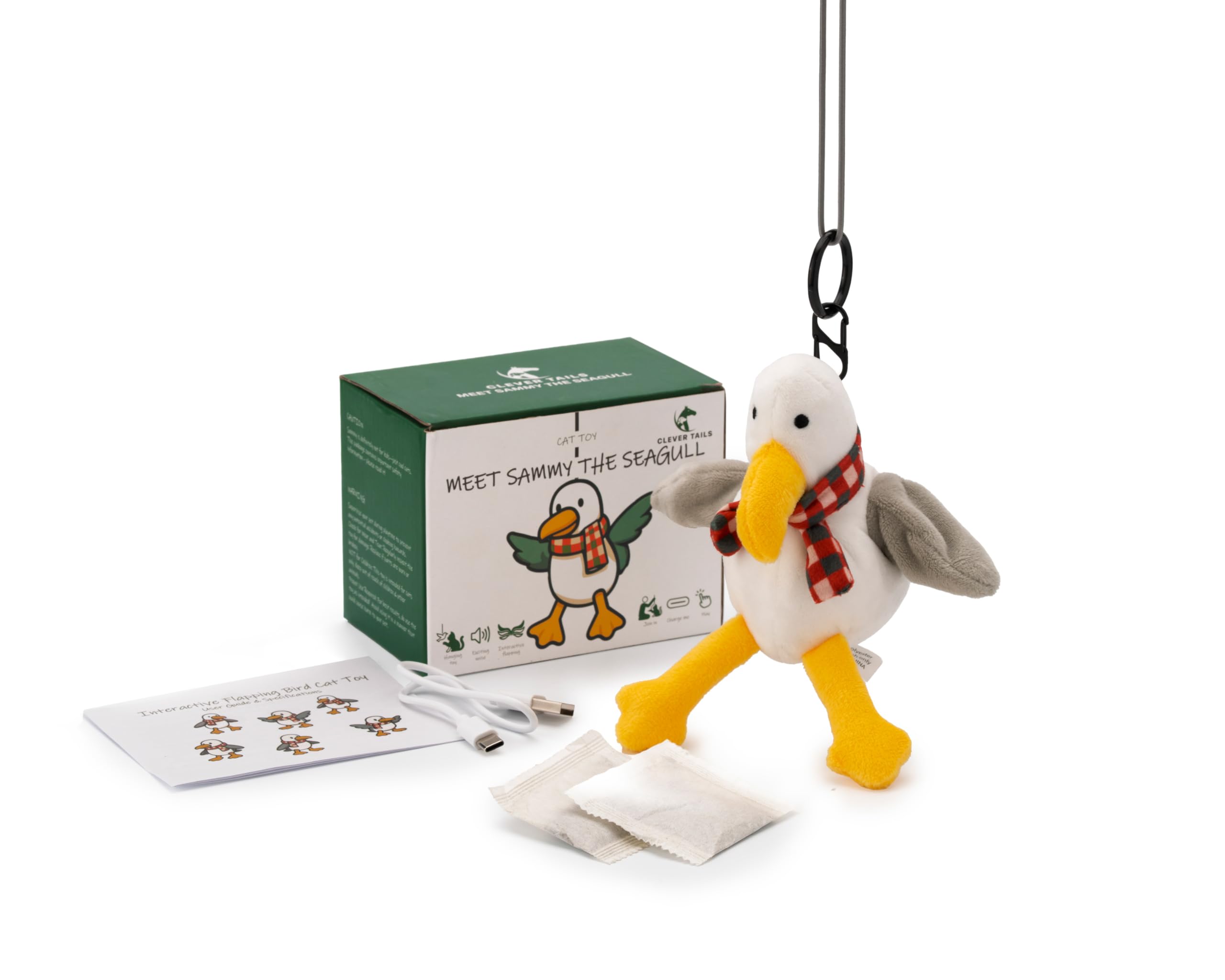 Juguete para gatos con movimiento Flappy Bird recargable con hierba gatera