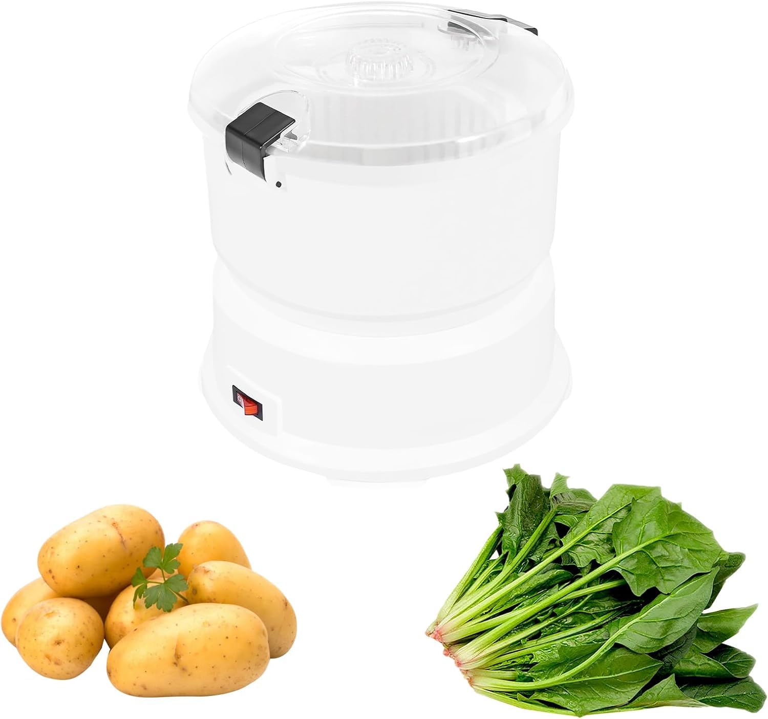 DLLDQBD Electric Potato Peeler and Vegetable Slicer Machine with Rotary Safetys Lock and Container(Color:A)
