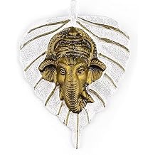 SATVIK Metal Pan Patta Ganesh Decorative Wall Hanging Showpiece Lord Ganesha on Leaf Home Decor. Indian Housewarming Return gift for bulk. Figurine pooja decoration item