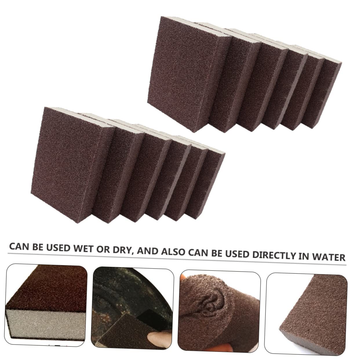 SOLUSTRE Esponjas De Lijado Nano para Limpieza De Cocina 12 Piezas, 10x7x2.5 Cm, Color Marrón Rojizo, Esponja Abrasiva Reutilizable para Ollas, Sartenes y Superficies Óxido