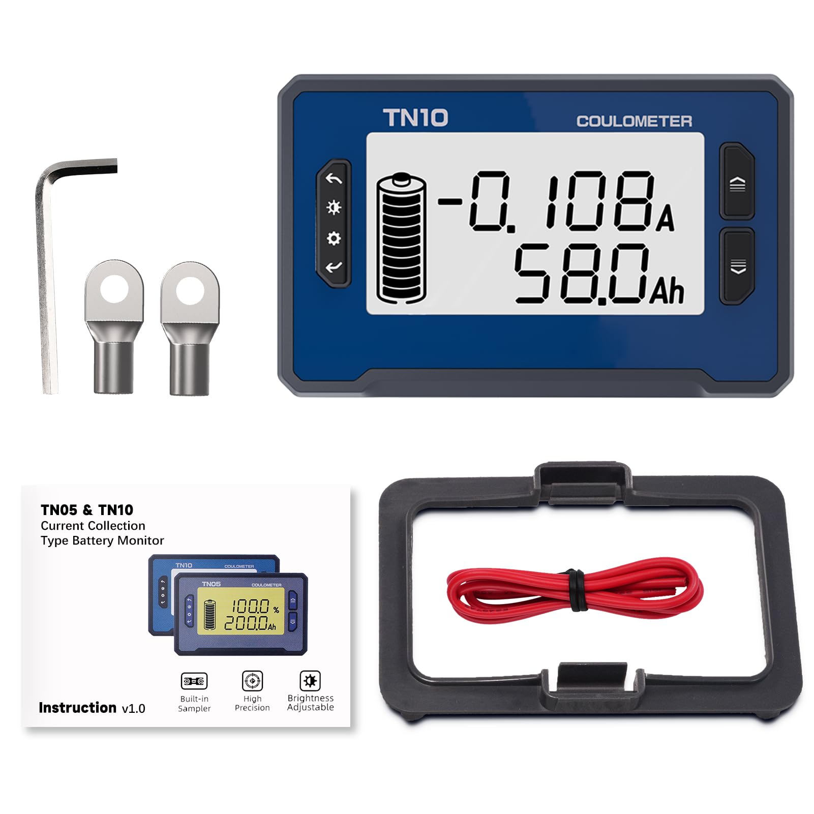 100A Batteriewächter 12V 24V 36V 48V 72V Batteriemonitor 8-80V Battery guard Echtzeitanzeige von 8 Batterieparametern Niederspannung kann eingestellt werden alarm, für Mehrere Akkupacks(TN10)